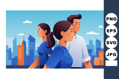 Group of diverse young people standing confidently with city Product Image 1