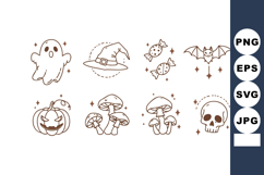 Halloween spooky icons including ghost witch hat candy bat p Product Image 1