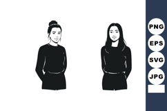 Two young women standing side by side in black sweaters mini Product Image 1