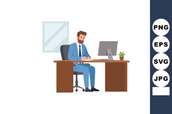 Businessman working at desk with computer in modern office e Product Image 1