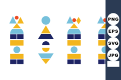Abstract geometric shapes pattern with blue and yellow color Product Image 1