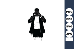 Man Talking on Phone Wearing Jacket and Casual Clothes Vecto Product Image 1