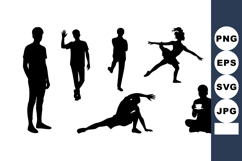 Human silhouettes performing various poses including standin Product Image 1