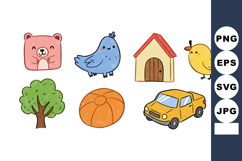 Cute cartoon animals and objects including bear bird house c Product Image 1