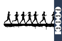 Silhouette of Running People in Motion Fitness and Exercise Product Image 1