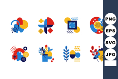 Abstract colorful geometric shapes with floral elements and Product Image 1