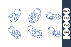 Newborn baby sleeping and resting in various positions simpl Product Image 1