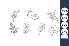 Collection of Hand Drawn Leaves and Fruits Vector Line Art I Product Image 1