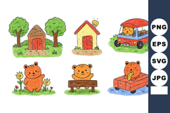Cute cartoon tiger character in various playful and relaxing Product Image 1