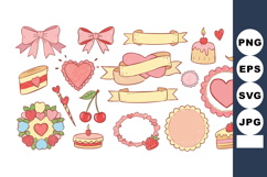 Romantic Valentine Day Vector Elements with Pink Hearts Cake Product Image 1