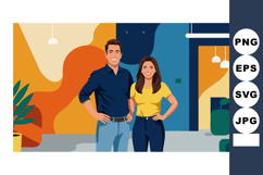 Couple standing indoors in modern colorful home interior smi Product Image 1