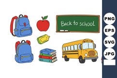 School supplies backpack apple books yellow school bus penci Product Image 1