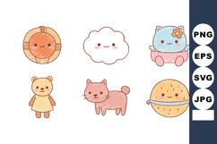 Cute cartoon sun cloud cat bear dog and orange characters in Product Image 1