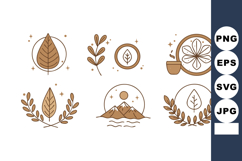 Minimalist brown botanical and mountain nature vector icons Product Image 1