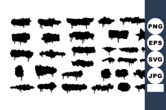 Black ink splatter brush strokes vector set for creative des Product Image 1