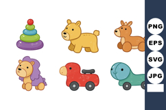 Colorful toys for children featuring plush animals and stack Product Image 1