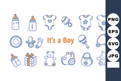Baby boy items collection with bottles pacifier teddy gifts Product Image 1