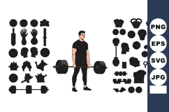 Male weightlifter lifting barbell with icons of hands, grips Product Image 1