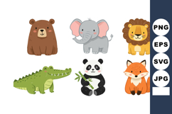 Cute wild animal cartoon collection with bear elephant lion Product Image 1