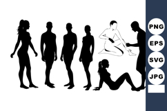 Silhouettes of diverse people in various standing and sittin Product Image 1
