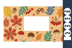Autumn Leaves and Mushrooms Pattern with Acorns and Bright B Product Image 1