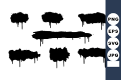 Black grunge paint splatters with dripping effect in vector Product Image 1