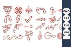 Playful Hand Drawn Red Doodle Arrows Pack Product Image 1