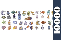 Whimsical Hand Drawn Natural Supplement Sticker Pack Product Image 1