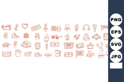 Hand-drawn Coral K-Pop Fan Icons Wide Layout Vector Set Product Image 1