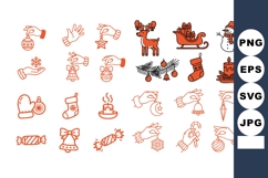 Warm Line Art Christmas Icon Set with Hands and Ornaments Product Image 1