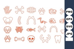 Minimal Orange Bone and Skull Icon Grid - Line Art Set Product Image 1