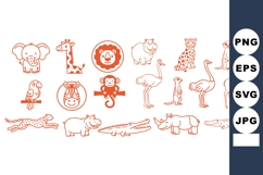 Flat Orange Safari Animal Line Banner Set for Kids Product Image 1