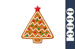 Gingerbread Christmas tree with red star and colorful candy Product Image 1