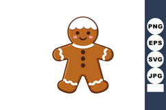 Gingerbread man cookie with icing decoration vector illustra Product Image 1