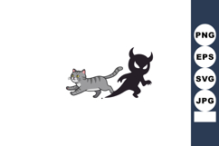 Cat walking with devil shadow representing inner fears and h Product Image 1