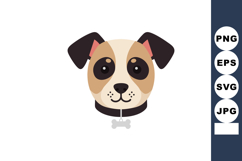 Dog face cartoon with black ears and brown spots wearing col Product Image 1