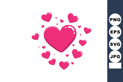 Pink heart shapes vector with glossy effect and love symbols Product Image 1