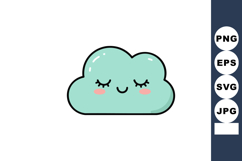 Cute smiling cloud with closed eyes and pink cheeks vector i Product Image 1