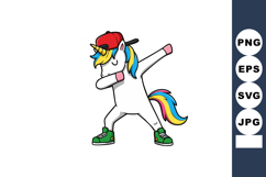Unicorn wearing red cap and green sneakers dabbing in playfu Product Image 1