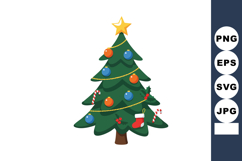 Christmas tree decorated with baubles star candy canes and s Product Image 1