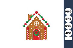 Gingerbread house decorated with candy and wreath Christmas Product Image 1