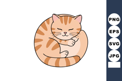 Sleeping orange tabby cat curled up in peaceful rest vector Product Image 1