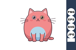 Cute pink cat with blue belly sitting adorable cartoon vecto Product Image 1