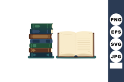 Stack of hardcover books with an open book showing blank lin Product Image 1