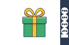 Green gift box with yellow ribbon and bow vector icon for ce Product Image 1