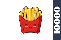 Cute smiling cartoon French fries in red container vector il Product Image 1