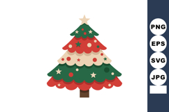 Christmas tree decorated with red green and beige layered br Product Image 1