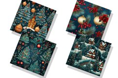 Traditional Christmas Seamless Patterns Watercolor Bundle Product Image 6