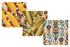 neo traditional harvest, indigenous corn pattern, cultural geometric design, heritage seed art, native harvest background, three sisters motif, ancestral crop paper, authentic indigenous design, pueblo color palette, earth tone heritage