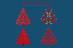 Red and Gold Watercolor Christmas Tree Clipart Product Image 3